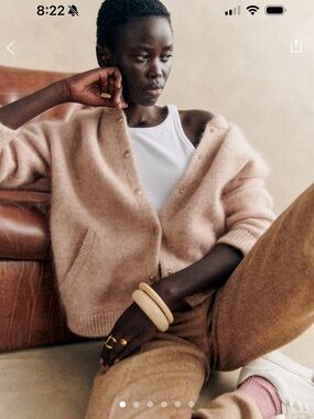 Sezane Blush Pink Mohair-Blend Bomber Cardigan